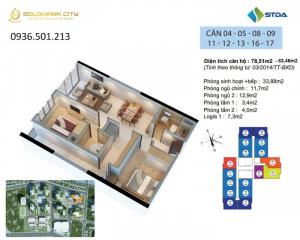 Cắt lỗ căn hộ 2PN, tầng trung đẹp, view Đông Nam, tòa R2 Goldmark City