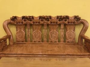Bộ bàn ghế chạm đào chim gỗ gõ đỏ tay 14 với 10 món
