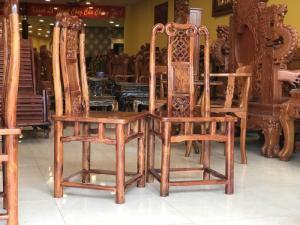 Bộ bàn ăn cẩm lai 10 ghế triện bàn vuông