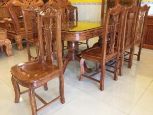 Bộ bàn ăn gỗ hương 8 ghế bàn chữ nhật