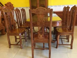 Bộ bàn ăn gỗ hương 8 ghế bàn chữ nhật