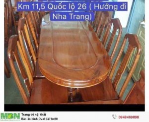 Bàn ăn hình Oval dài 1m98