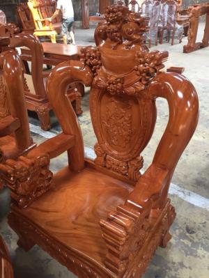 Bộ bàn ghế nghê đỉnh gỗ gõ đỏ tay 12