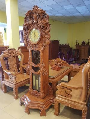 Đồng hồ tứ linh gõ đỏ nhỏ-DH44A