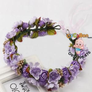 Vòng Hoa Đội Đầu Cho Bé Hoa Hồng Nhụy Nâu Nhiều Màu