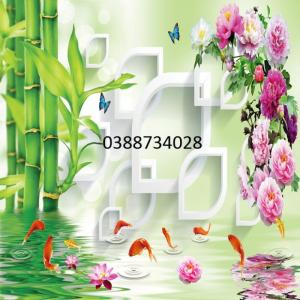 bán tranh gạch men 3d ốp tường hoa mẫu đơn