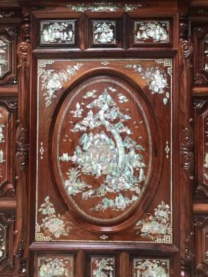 Tủ thờ cẩn ốc gỗ cẩm lai