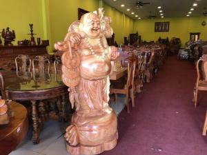 Di lặc đứng bao tiền gỗ hương cao 1m78