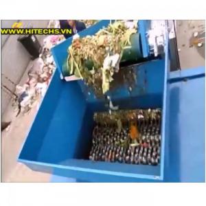 Máy nghiền rác thải 2 trục, có băng tải, Model Hitech-2CR800