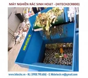 Máy nghiền rác thải 2 trục, có băng tải, Model Hitech-2CR800