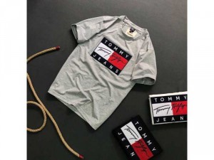 Áo thun nam cao cấp cổ tròn xuất khẩu chữ ký tommy