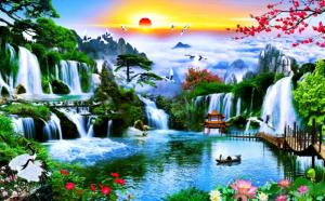 tranh 3d thác nước