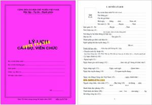 Sổ sơ yếu lý lịch mẫu 1a/TCTW