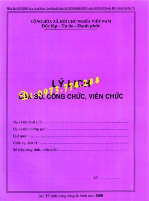 Sổ sơ yếu lý lịch mẫu 1a/TCTW