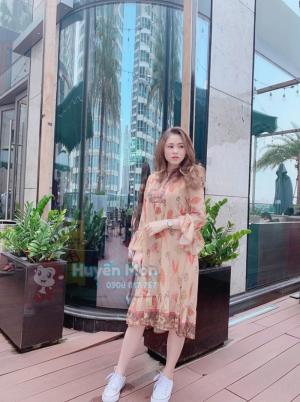 Đầm voan hoạ tiết
