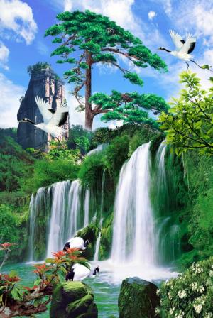 gạch 3d ốp tường sơn thủy Q018
