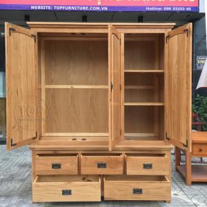 Tủ áo gỗ sồi 1m6 3 cánh 5 ngăn