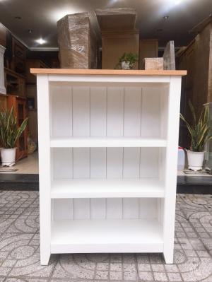 Kệ sách gỗ sồi Julian màu trắng đỉnh sồi 3 tầng