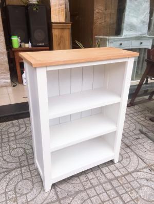 Kệ sách gỗ sồi Julian màu trắng đỉnh sồi 3 tầng