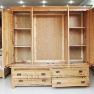Tủ áo gỗ sồi 4 cánh 4 ngăn kéo 2mx2m EUF182