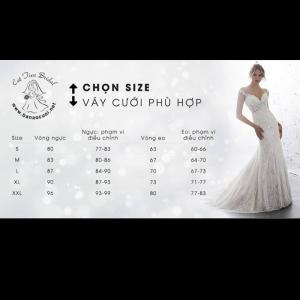 Váy cưới cao cấp tùng vi tính 2 tầng, trễ vai - K901