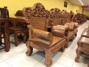 Bộ bàn ghế Hoàng Gia 10 món gỗ bên 100%