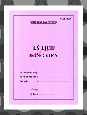 Lý lịch đảng viên mẫu 1-hsđv - Bìa hồng