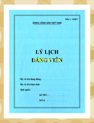 Lý lịch Đảng viên mẫu 1 - HSĐV quyển bìa màu xanh