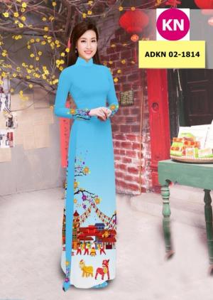 Vải bộ áo dài in đẹp ADKN 02-1814 (vải áo và vải quần )