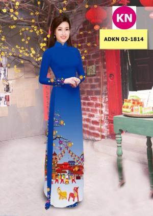 Vải bộ áo dài in đẹp ADKN 02-1814 (vải áo và vải quần )