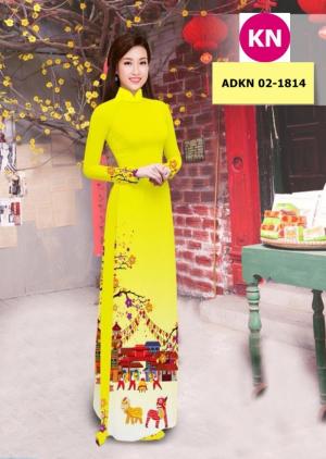 Vải bộ áo dài in đẹp ADKN 02-1814 (vải áo và vải quần )