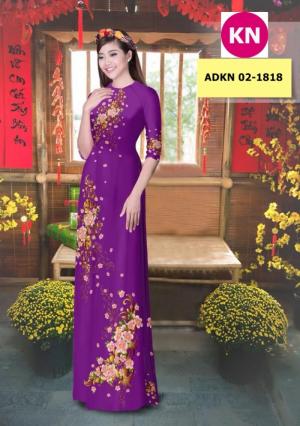 Vải bộ áo dài in đẹp KN 02-1818 (vải áo và vải quần )