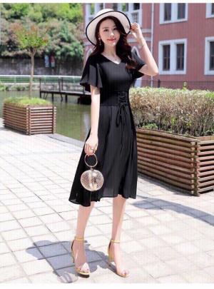 Đầm xòe cổ tim kèm nịt mắc cáo