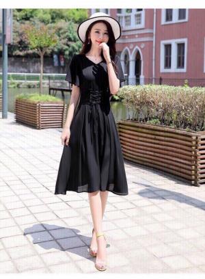 Đầm xòe cổ tim kèm nịt mắc cáo