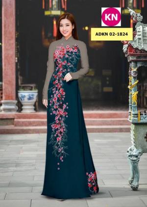 Vải bộ áo dài in đẹp ADKN 02-1824 (vải áo và vải quần )