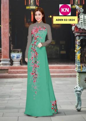 Vải bộ áo dài in đẹp ADKN 02-1824 (vải áo và vải quần )