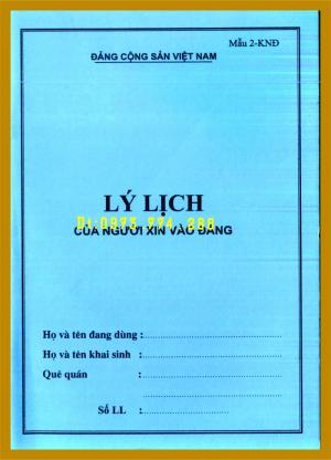 Lý lịch của người xin vào đảng ''Bìa trắng''