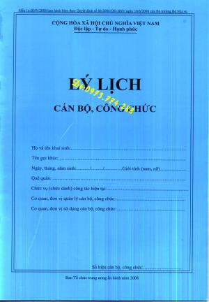 Lý lịch của người xin vào đảng ''Bìa xanh''