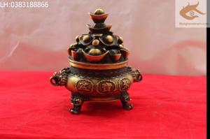 Đỉnh xông trầm nắp thỏi vàng