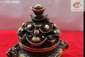 Đỉnh xông trầm nắp thỏi vàng