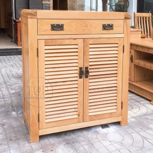 Tủ giày dép gỗ sồi 2 cánh 1 ngăn kéo đỉnh bo cong