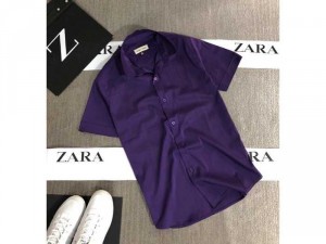 Áo sơ mi nam trơn ngắn tay cao cấp thương hiệu Zara Man có size lớn trên 80kg
