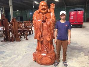 Tượng phật di lặc chúc phúc gỗ hương cao 2m