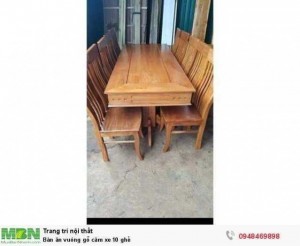 Bàn ăn vuông gỗ căm xe 10 ghế