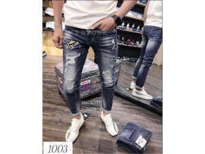 Quần jeans nam wax cao cấp rách gối Sup
