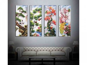 tranh vải canvas 4 tấm tứ quý CVS746