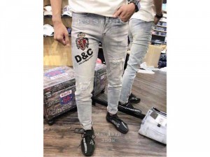 Quần jeans nam wax cao cấp rách gối D&C