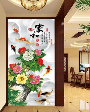 gạch tranh cá chép - tranh gạch cá chép