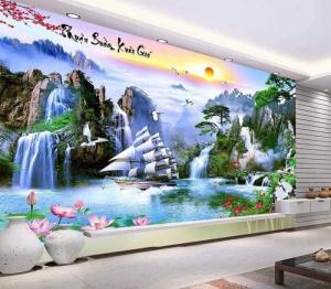 tranh gạch 3d thuận buồm phòng khách hdp01
