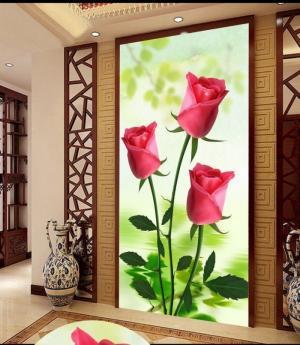 gạch tranh 3d hoa hồng trang trí